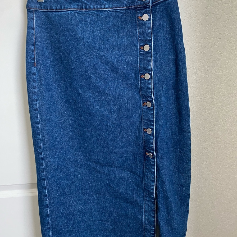 Ann Taylor Blue Denim Midi Skirt